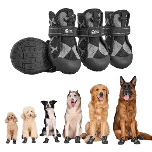 Arblina Hundeschuhe Outdoor, Hunde Schuhe Wasserdicht mit Verstellbarem Klettverschluss, Weicher Hundepfotenschutz für Kleine/Mittlere/Große Hunde, Atmungsaktive Hunde Schuhe für Verletzte Pfoten von Arblina