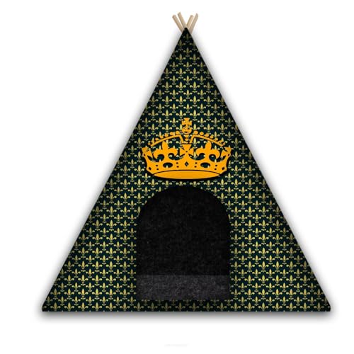 Arco Design Hundezelt Tipi Zelt Katzen Hund Katzentipi Mit Kissen 85x75x75 cm Katzenbett Hundebett Tierbett Maschinenwaschbar Filz Holz Crown XL von Arco