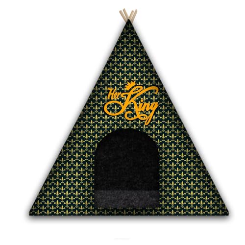 Arco Design Hundezelt Tipi Zelt Katzen Hund Katzentipi Mit Kissen 85x75x75 cm Katzenbett Hundebett Tierbett Maschinenwaschbar Filz Holz Her King XL von Arco