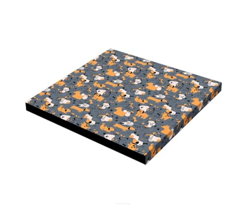 Arco Design Katzenbett Hundebett Tierbett Katzen Kissen Welpen Bett Hunde Matratze Quadratisch 60x60x5 cm Maschinenwaschbar Wasserabweisend Codura Schaumstoff Grey Dogs von Arco