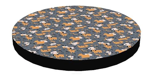 Arco Design Katzenbett Hundebett Tierbett Katzen Kissen Welpen Bett Hunde Matratze Rund 55x55x5 cm Maschinenwaschbar Wasserabweisend Codura Schaumstoff Grey Dogs von Arco