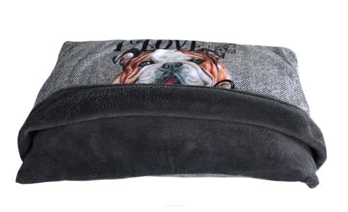 Arco Design Katzenbett Hundebett Tierbett Katzen Kissen Welpen Bett Hunde Mit Decke 60x45x6 cm Maschinenwaschbar Gewirke Filz Silikonfasern Love Bulldog von Arco