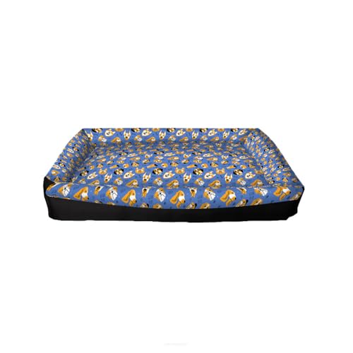 Arco Design Katzenbett Hundebett Tierbett Katzen Kissen Welpen Bett Hunde Quadratisch Verstellbar XL 85x55x10 cm Maschinenwaschbar Wasserabweisend Codura Silikonfasern Blue Dogs von Arco