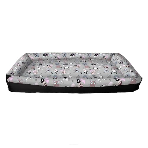 Arco Design Katzenbett Hundebett Tierbett Katzen Kissen Welpen Bett Hunde Quadratisch Verstellbar XXL 100x70x10 cm Maschinenwaschbar Wasserabweisend Codura Silikonfasern Catnip von Arco