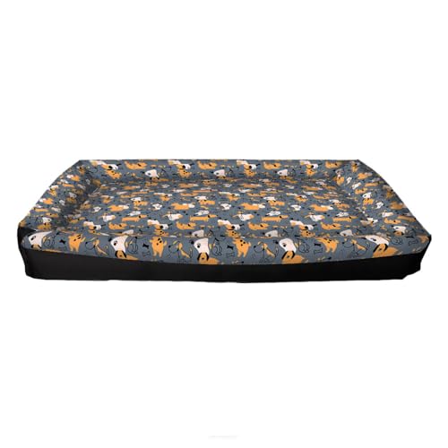 Arco Design Katzenbett Hundebett Tierbett Katzen Kissen Welpen Bett Hunde Quadratisch Verstellbar XXL 100x70x10 cm Maschinenwaschbar Wasserabweisend Codura Silikonfasern Grey Dogs von Arco