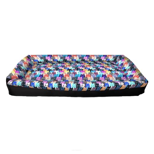 Arco Design Katzenbett Hundebett Tierbett Katzen Kissen Welpen Bett Hunde Quadratisch Verstellbar XXL 100x70x10 cm Maschinenwaschbar Wasserabweisend Codura Silikonfasern Meow von Arco