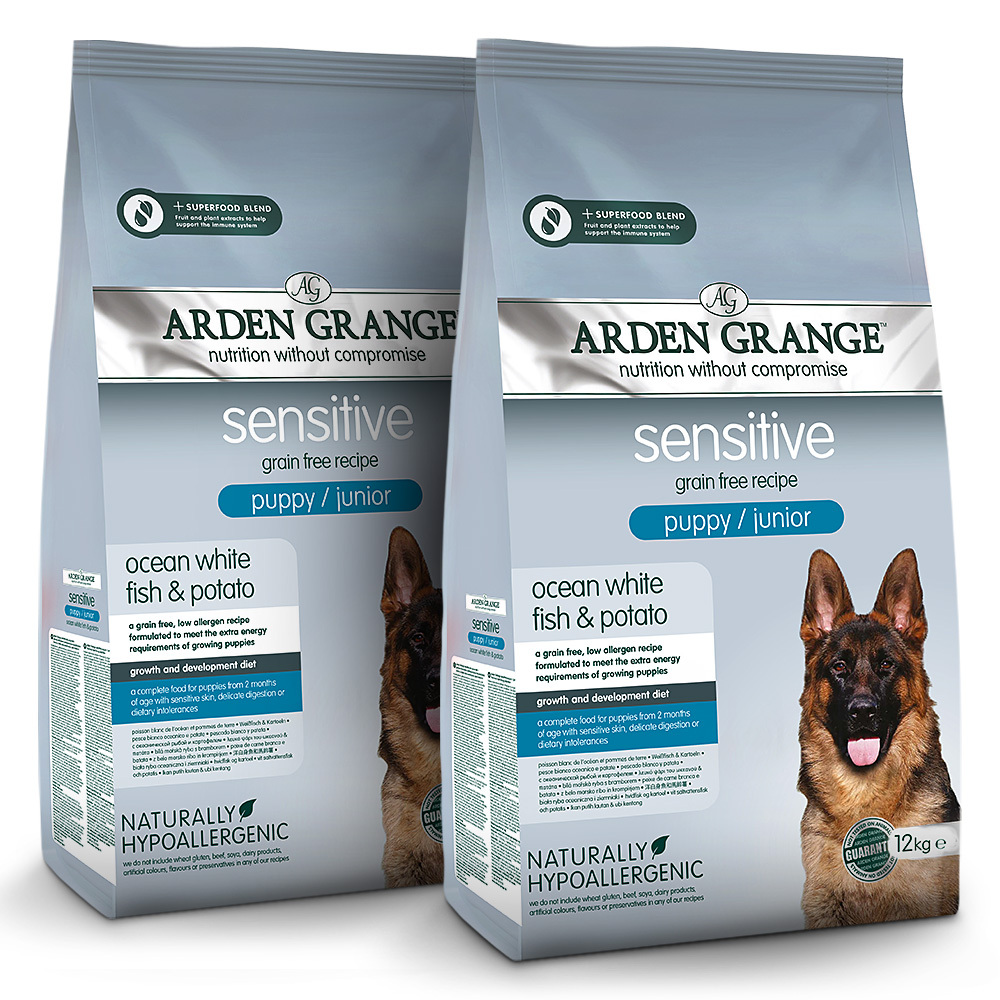 Arden Grange | Getreidefrei Weißfisch & Kartoffel | Sensitive Puppy/Junior | 2 x 12 kg von Arden Grange