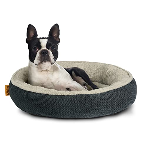 Arden Selections Kleines Hundebett für kleine Hunde, 61 cm, getuftet, rundes Hundebett, maschinenwaschbar, gemütlich, weich, beruhigend, warmes Haustier, Kuschelbett, Katzenbett, Grau von Arden Selections