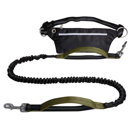 Arecobticy Hundehalsband, Zugkabel, multifunktionale Gürteltasche mit langer Leine, Set zum Laufen, Joggen, reflektierende Sporttasche von Arecobticy