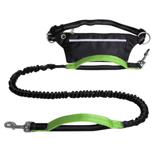 Arecobticy Hundehalsband, Zugkabel, multifunktionale Gürteltasche mit langer Leine, Set zum Laufen, Joggen, reflektierende Sporttasche von Arecobticy