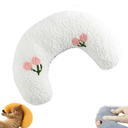 Argumub Beruhigendes Kissen für Hunde Cutated Dog Calming Pillow Cat Soft Dog Bed Pillows Pet Neck Pillow Ultra Soft Fluffy Pet Half Donut Cuddler (White) von Argumub