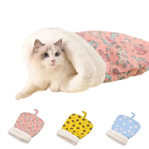 Argumub Cozy Cat Winter Sleeping Bag, Cat Sleeping Bag for Indoor Cats, Cozy Thickened Winter Cartoon Cat Sleeping Bag (Pink (13 * 20.5 * 16.6in)) von Argumub