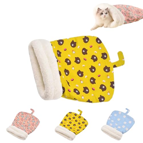 Argumub Cozy Cat Winter Sleeping Bag, Cat Sleeping Bag for Indoor Cats, Cozy Thickened Winter Cartoon Cat Sleeping Bag (Yellow (13 * 20.5 * 16.6in)) von Argumub