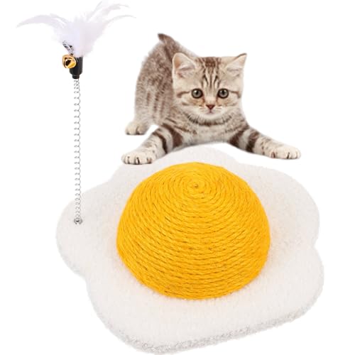 Argumub Eier Katzenkratzer Spiegelei Und Avocado-Katzenkratzer Pochiertes Ei Katzenkrallenball Vertikales Katzenkratzbrett Verschleißfestes Rundes Krallenball Kratzbrett (Yellow-s) von Argumub