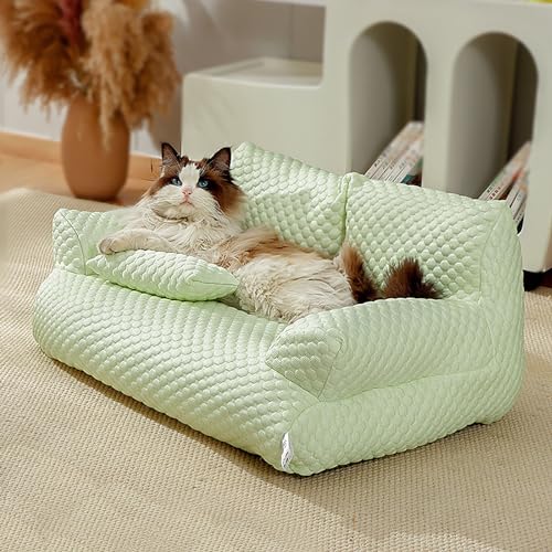 Argumub Ice Silk Cooling Pet Bed Breathable Washable Dog Sofa Bed, Kühlendes Sommerbett für Hunde, Atmungsaktiv, Waschbar (Grün, M (21,7 x 15 x 7,1 Zoll/55 x 38 x 18 cm)) von Argumub