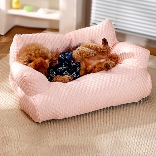 Argumub Ice Silk Cooling Pet Bed Breathable Washable Dog Sofa Bed, Kühlendes Sommerbett für Hunde, Atmungsaktiv, Waschbar (Rosa, M (21,7 x 15 x 7,1 Zoll/55 x 38 x 18 cm)) von Argumub