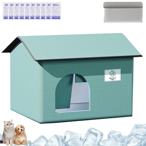 Argumub Katzen Kühlhaus, Kühlhaus Katze Faltbares Sommer Haustier Kühlhaus Mit Eisbeutel Kühlendes Haustier Hunde Katzenzelt Im Freien Oxford Katze Kühlbett Matten Haus Kommt Mit Eisbeutel (Blue, XL) von Argumub