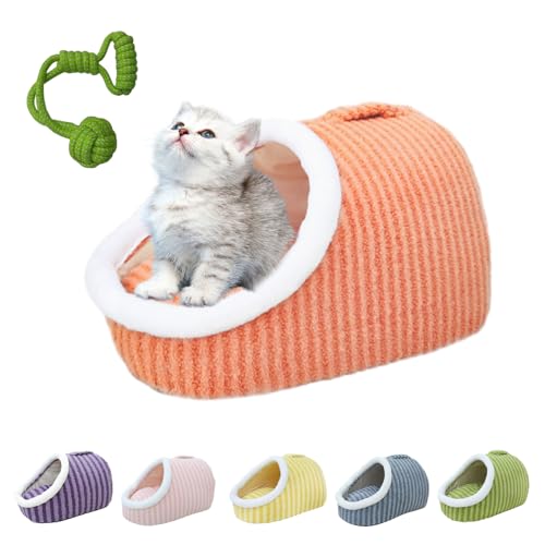 Argumub Pawcart- Cozy Hideaway Pet Bed, Versteckbett Für Hunde, Gemütliches Höhlenbett Für Katzen, Hundebett Mit Höhlenbezug, Hunde-Hausschuhbett (Orange, L: 60 * 45 * 35cm) von Argumub