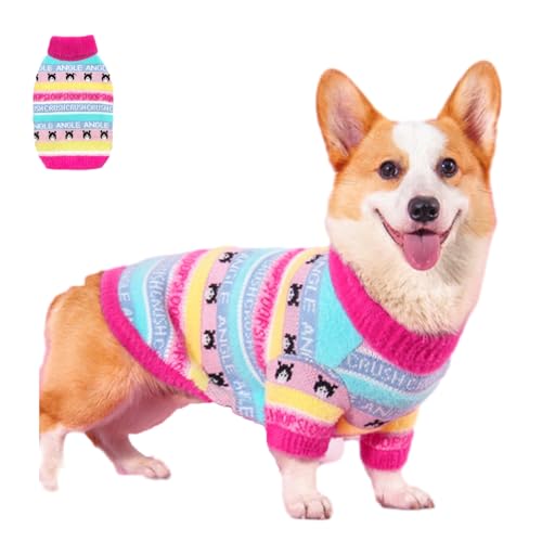 Argumub Pullover Für Dackel, Hundepullover, Weicher Gestrickter Hundepullover, Weihnachtskleidung, Weiche, Warme Hundekleidung, Pullover Für Kleine Hunde Dehnbare (Rosa, 2XL) von Argumub