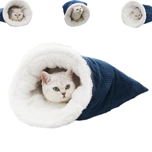 Argumub Winterschlafsack für Katzen, Katzen-Knittersack, Abnehmbarer Katzenschlafsack zum Schlafen, 360° warm, halbgeschlossener Katzenschlafsack, Bett mit Höhle (Blau) von Argumub