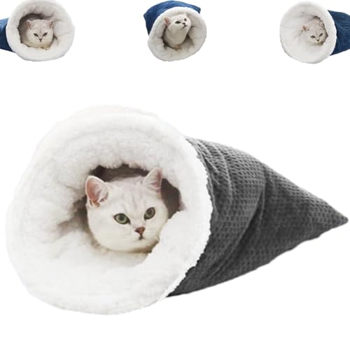 Argumub Winterschlafsack für Katzen, Katzen-Knittersack, Abnehmbarer Katzenschlafsack zum Schlafen, 360° warm, halbgeschlossener Katzenschlafsack, Bett mit Höhle (Grau) von Argumub