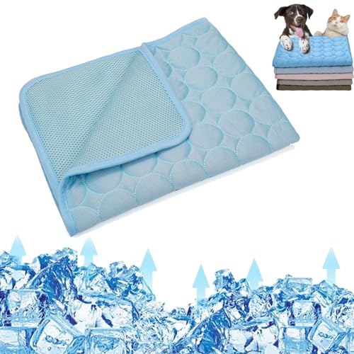 Hundeliebling Pet Cool v.3 - Premium Kühlmatte Für Hunde, Kühlmatte für Hunde Pet Cooling Mat Kühlkissen für Hund & Katzen, Hund Cooler Pad für Kisten, Zwinger und Betten (Hellblau, 62 x 52 cm) von Argumub