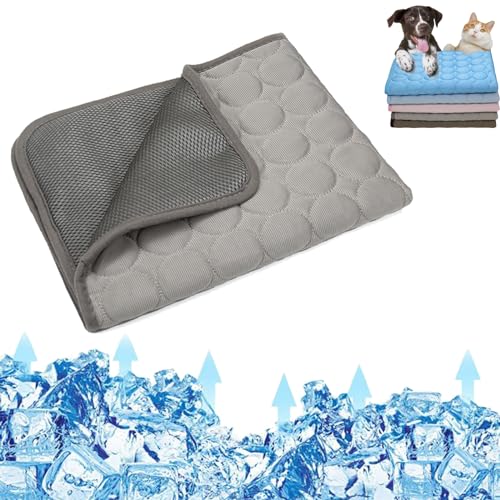 Hundeliebling Pet Cool v.3 - Premium Kühlmatte Für Hunde, Kühlmatte für Hunde Pet Cooling Mat Kühlkissen für Hund & Katzen, Hund Cooler Pad für Kisten, Zwinger und Betten (Hellgrau, 100 x 70 cm) von Argumub