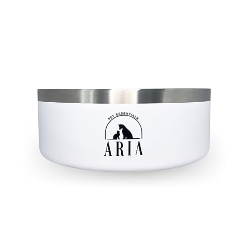 Aria, Hundenapf, Edelstahl, 907 ml, 1,8 l, verschiedene Größen/Farben (907 ml, Weiß) von Aria Pet Essentials