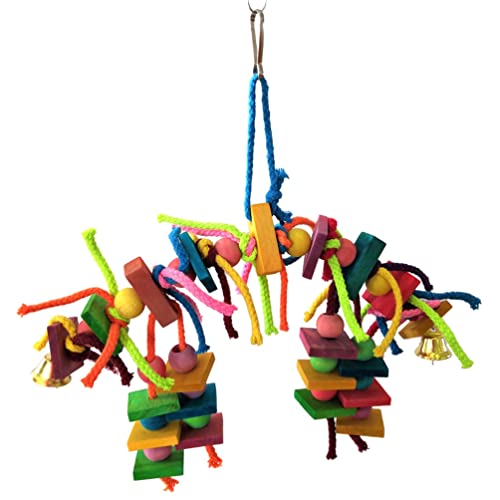 ArinkO Buntes Kauspielzeug für Papageien: Sitzstangenschaukel aus Naturholz für Ziervögel – Lustiges Spielzeug zum Klettern, Kauen und Aufhängen in Vogelkäfigen – Vogelzubehör von ArinkO