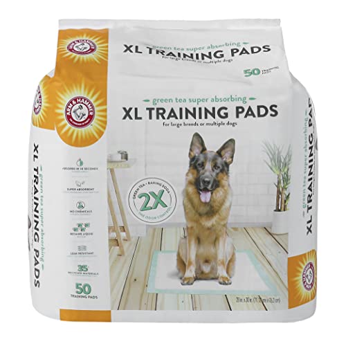 Arm & Hammer Green Tea Pet Trainingspads | 50-karätige Hundetrainingspads mit super saugfähigem Grüntee-Backpulver für 2 x Geruchskontrolle, auslaufsichere und recycelte Trainingspads, XL von Arm & Hammer