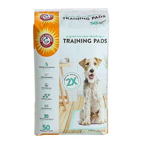 Arm & Hammer Green Tea Pet Trainingspads | 50-karätige Hundetrainingspads mit super saugfähigem Grüntee-Backpulver für 2 x Geruchskontrolle, auslaufsichere und recycelte Trainingspads für Hunde von Arm & Hammer