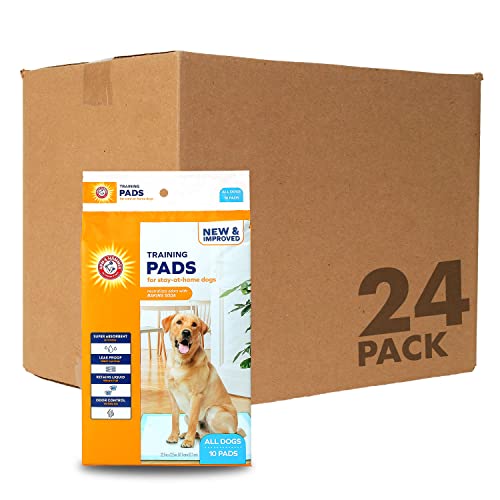 Arm & Hammer Wee Wee Wee Trainingspads für Hunde, Welpen, mit Lockstoff, verbesserte super saugfähig, auslaufsicher, geruchskontrolle, Gesteppte Welpenunterlagen mit Backpulver, 10 Stück – 24 Stück von Arm & Hammer