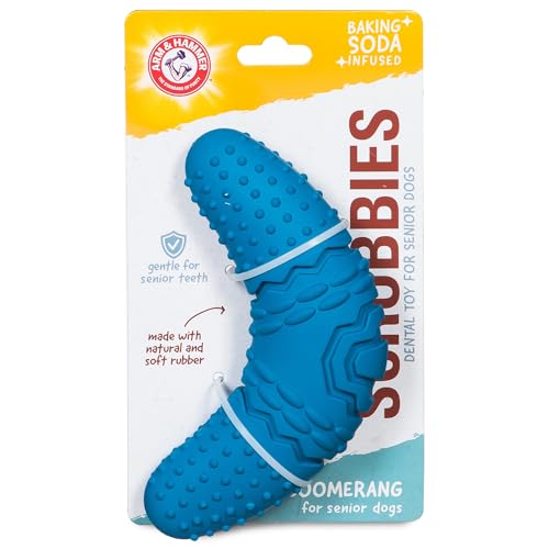 Arm & Hammer for Pets Scrubbies Bumerang Kauspielzeug für ältere Hunde, angereichert mit Backpulver, langlebiges Zahnspielzeug mit einzigartiger Form zum Apportieren und Kauen, interaktives von Arm & Hammer