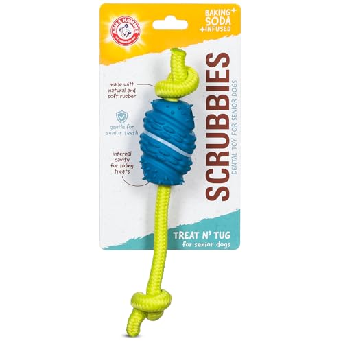 Arm & Hammer for Pets Scrubbies Senior Treat N' Tug Zahnkauspielzeug mit Backpulver angereichert - Sanftes Hundespielzeug für ältere Hunde - Interaktives und langlebiges Kauspielzeug für ältere Hunde von Arm & Hammer