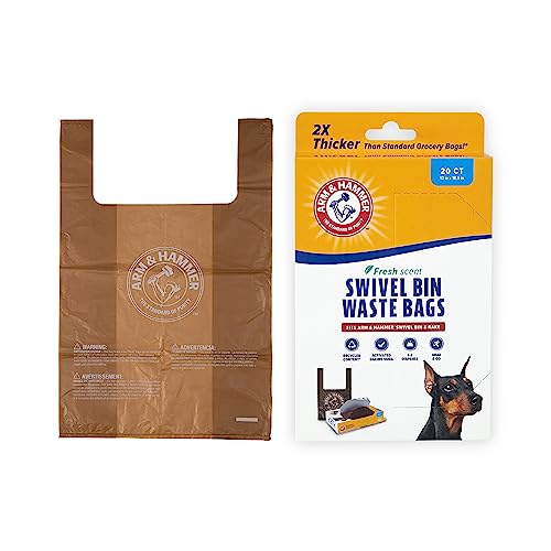 Arm & Hammer Robuste Haustierkotbeutel für Schwenkeimer und Rechen, Hundekotschaufel, 20 Nachfüllbeutel (Verpackung kann variieren) von Arm & Hammer