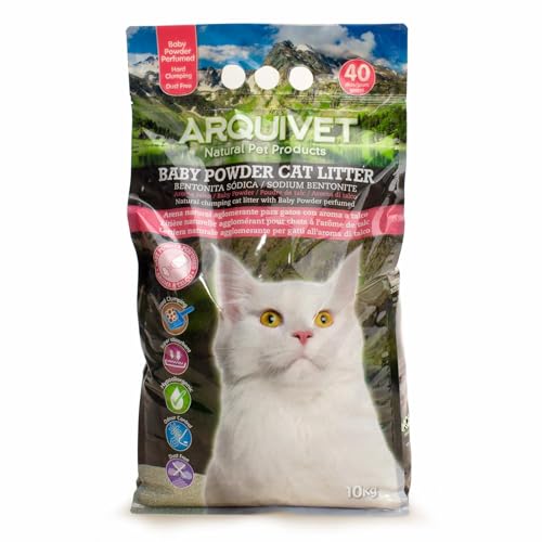 ARQUIVET Baby Powder Cat Litter 10 Kg - 100% natürliches Talkumpuder duftendes Klumpstreu für Katzen - Katzenstreu - Saugfähigkeit - Hilft Gerüche und Bakterien zu beseitigen von Arquivet