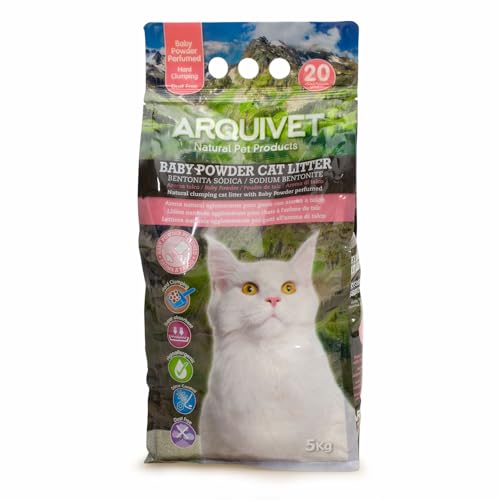 ARQUIVET Baby Powder Cat Litter 5 Kg - 100% natürliches Talkumpuder duftendes Klumpstreu für Katzen - Katzenstreu - Saugfähigkeit - Hilft Gerüche und Bakterien zu beseitigen von Arquivet