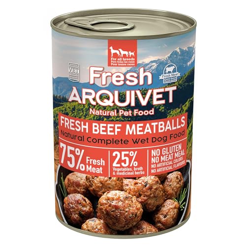 ARQUIVET Fresh Beef Meatballs - Dosenfleischbällchen mit Rindfleisch, Süßkartoffel und Karotte - 6er Pack x 400g - Nassfutter für Hunde aller Rassen von Arquivet