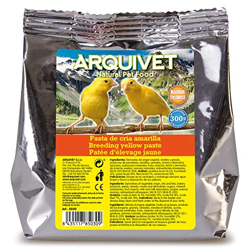 Arquivet - Gelbe Zuchtpaste und Pflege für Vögel, 300 g – neutraler Geschmack – Futter für alle Vogelarten und vor allem gelbes Gefieder von Arquivet