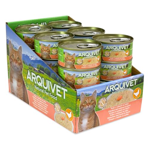 ARQUIVET PACK 24 Einheiten - Hühnchen in Lachsauce - 80 g - Dosen von Nassfutter für Katzen von Arquivet