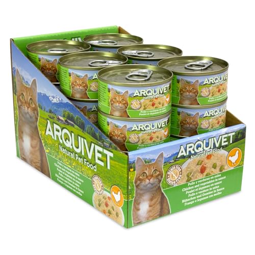 ARQUIVET Pack 24 Einheiten - Hühnchen in Gemüsesauce - 80 g - Dosen Nassfutter für Katzen von Arquivet