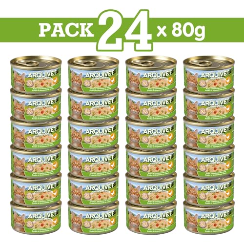 ARQUIVET Pack 24 Einheiten - Hühnchen in Gemüsesauce - 80 g - Dosen Nassfutter für Katzen von Arquivet