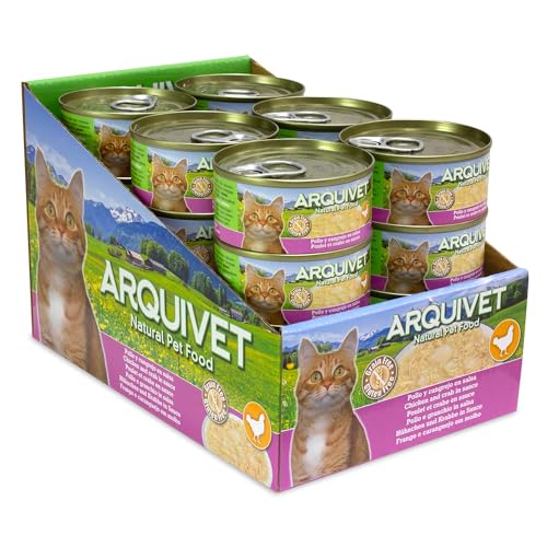 ARQUIVET Pack 24 Einheiten - Hühnchen in Krabbensauce - 80 g - Dosen mit Katzenfutter von Arquivet