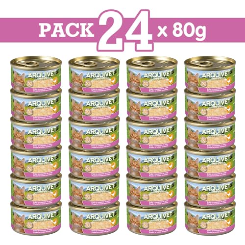 ARQUIVET Pack 24 Einheiten - Hühnchen in Krabbensauce - 80 g - Dosen mit Katzenfutter von Arquivet