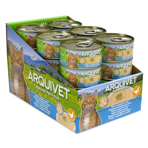 ARQUIVET Pack 24 Stück - Hühnchen in Espadín-Sauce - 80 g - Dosen feuchtes Katzenfutter von Arquivet