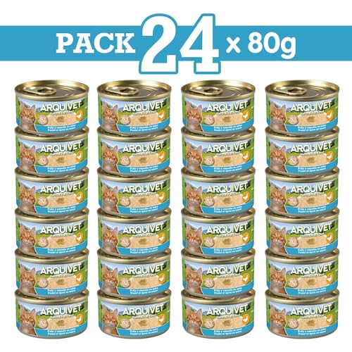 ARQUIVET Pack 24 Stück - Hühnchen in Espadín-Sauce - 80 g - Dosen feuchtes Katzenfutter von Arquivet