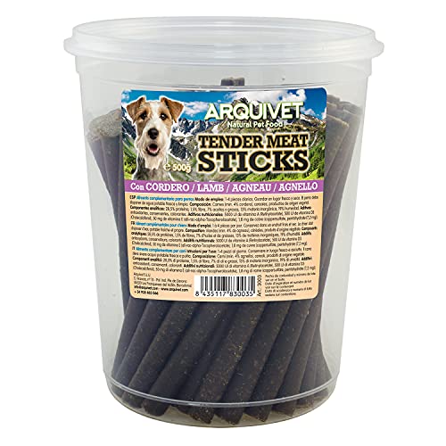 ARQUIVET Tender Meat Sticks Lamm für Hunde 500g - Snacks, Belohnungen, Mundreinigung, Reinigung der Zähne und stärkt den Kiefer von Arquivet