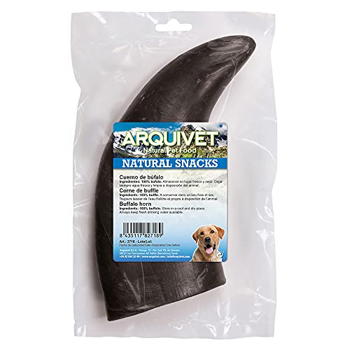 Arquivet, Büffelhorn für Hunde, Kaubüffelstange, natürlicher Hundesnack, Zahnsnack aus Büffelhorn, Leckerlis und Leckerlis für Hunde, Beutel 1 Stück von Arquivet