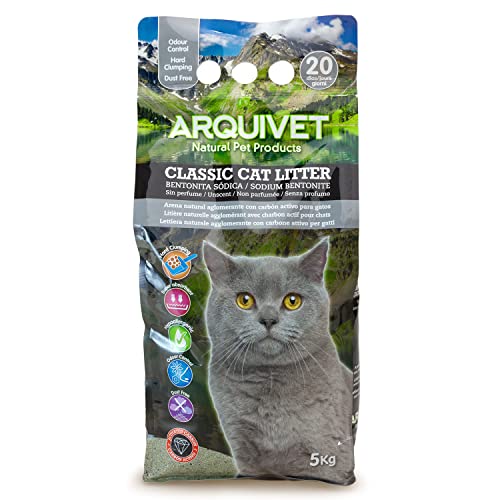 Arquivet Classic Katzenstreu 5 Kg - 100% natürliches Aktivkohle-Klumpstreu - Hygienisches Katzenstreu - Saugfähigkeit - Hilft Gerüche und Bakterien zu beseitigen von Arquivet