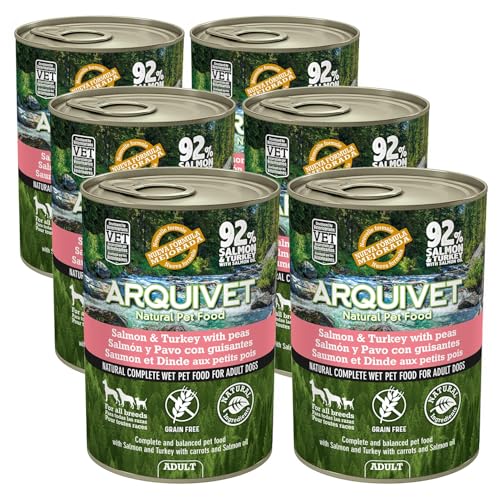 Arquivet Dosen Lachs und Truthahn mit Erbsen und Lachsöl, 400 g (6er-Pack) von Arquivet